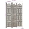 vidaXL Cloison de s&eacute;paration 3 panneaux Gris 120x165 cm Bois manguier