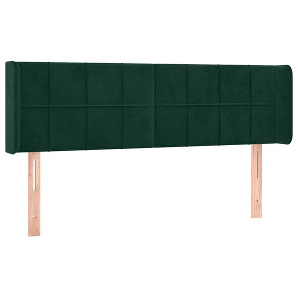 vidaXL T&ecirc;te de lit &agrave; LED Vert fonc&eacute; 147x16x78/88 cm Velours