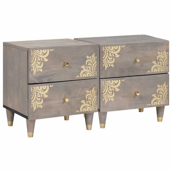 vidaXL Cabinet de chevet avec tiroir 2 pcs Gris 40 x 33 x 46 cm