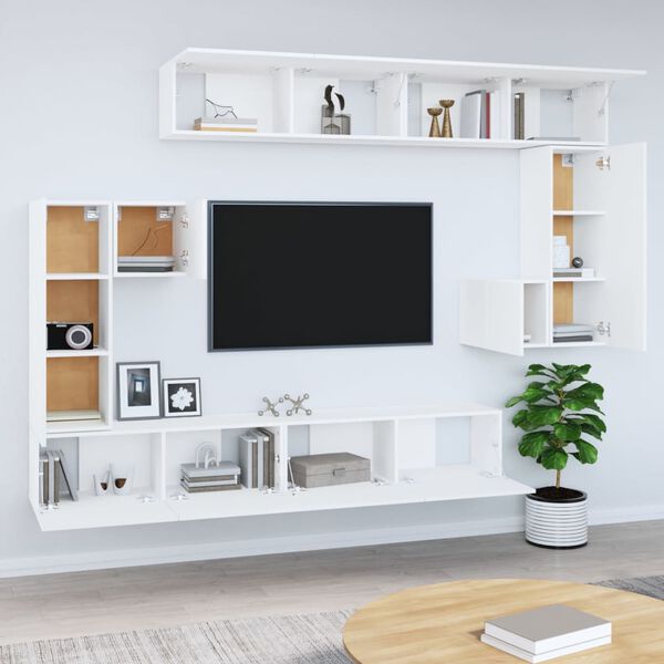 vidaXL Meuble TV mural Blanc Bois d'ing&eacute;nierie