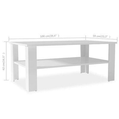 vidaXL Table basse en aggloméré 100 x 59 x 42 cm Blanc