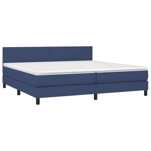 vidaXL Sommier &agrave; lattes de lit et matelas et LED Bleu 200x200 cm Tissu
