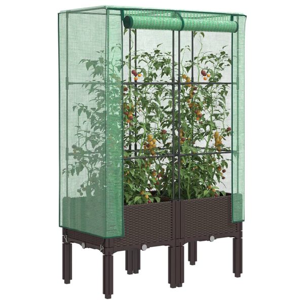 vidaXL Jardini&egrave;re sur&eacute;lev&eacute;e avec housse aspect rotin 80x40x140 cm