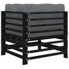 vidaXL Canap&eacute;s d'angle avec coussins 2 pcs noir bois de pin massif
