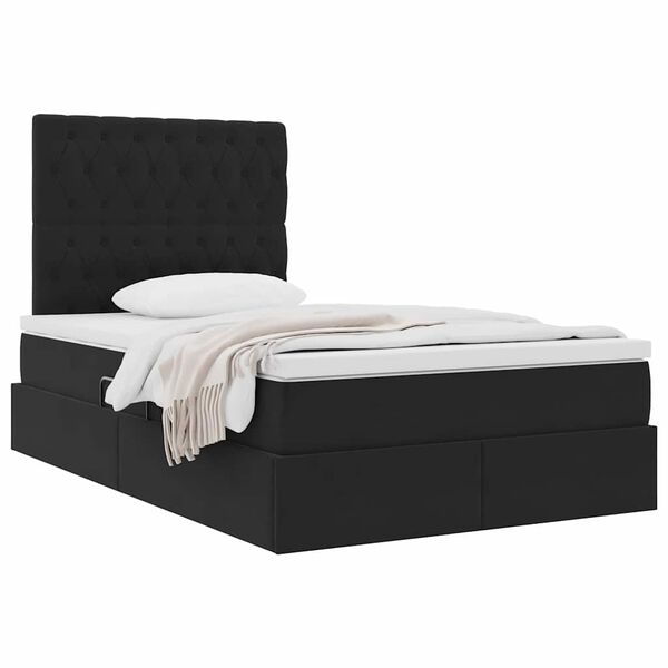 vidaXL Lit avec rangement et matelas Noir 120 x 190 cm Velours