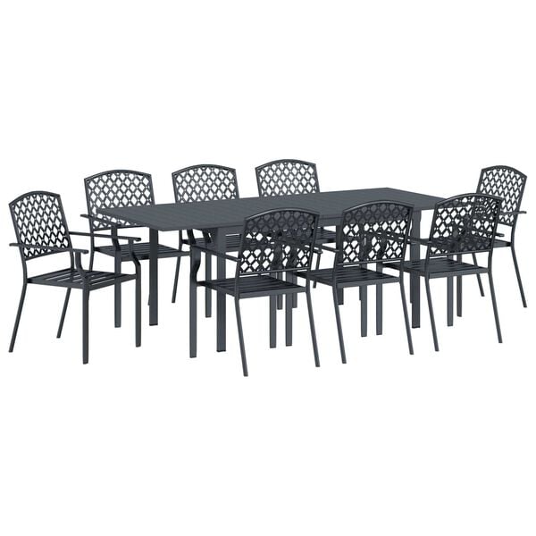 vidaXL Ensemble de salle à manger pour jardin 9 pcs Anthracite Acier