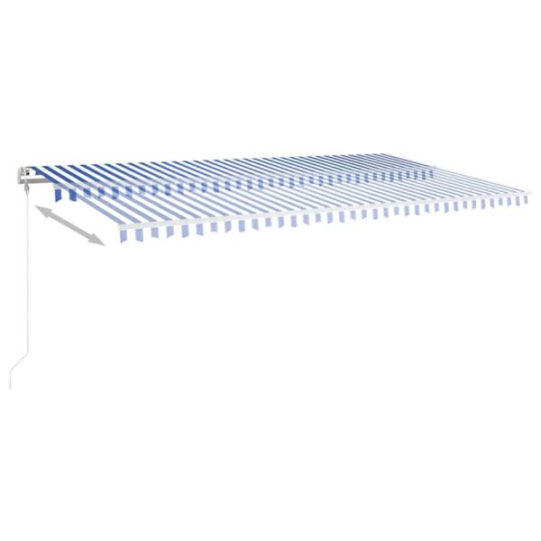 vidaXL Auvent automatique capteur de vent LED 600x350 cm Bleu et blanc