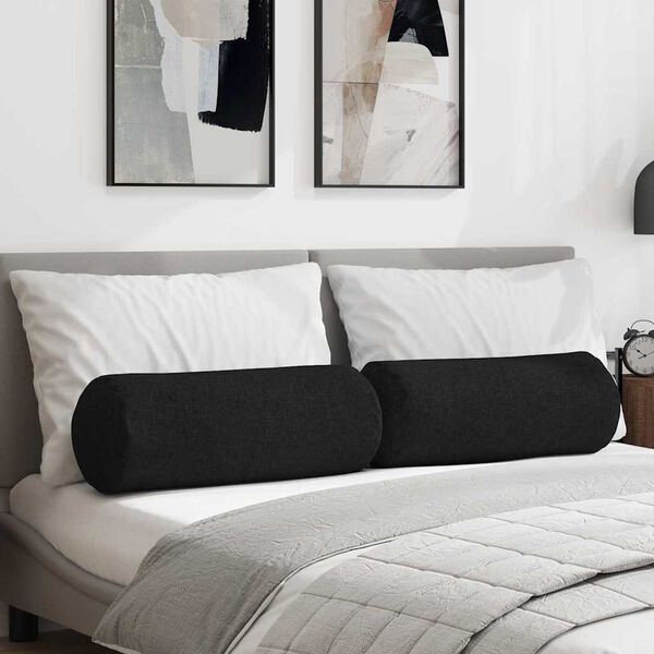 vidaXL Coussins d'accent 2 pcs Noir Ø 25 x 70 cm tissu