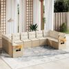 vidaXL Salon de jardin avec coussins 10 pcs beige r&eacute;sine tress&eacute;e