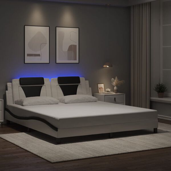 vidaXL Cadre de lit Viana avec LED sans matelas blanc et noir 180x200 cm