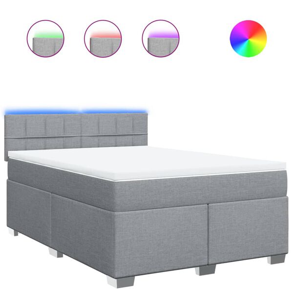 vidaXL Sommier &agrave; lattes de lit avec matelas Gris clair 140x190cm Tissu