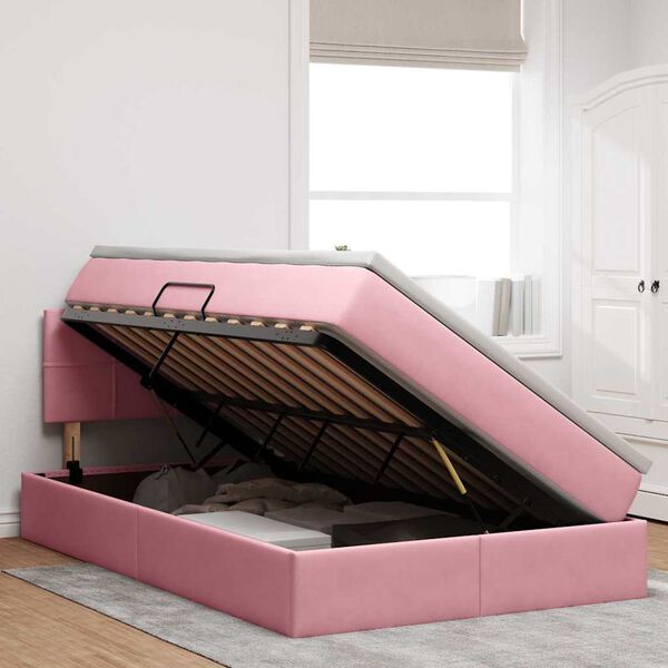 vidaXL Lit de Rangement avec matelas Rose 120 x 200 cm Velours