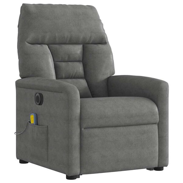 vidaXL Fauteuil inclinable de massage &eacute;lectrique gris fonc&eacute;