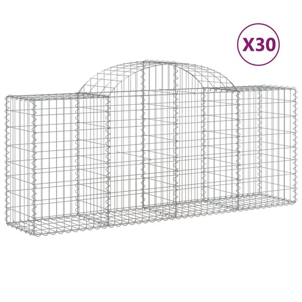 vidaXL Paniers à gabions arqués 30 pcs 200x50x80/100 cm Fer galvanisé
