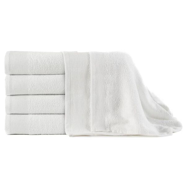 vidaXL Serviettes de bain 5 pcs Coton 450 g/m² 100x150 cm Blanc