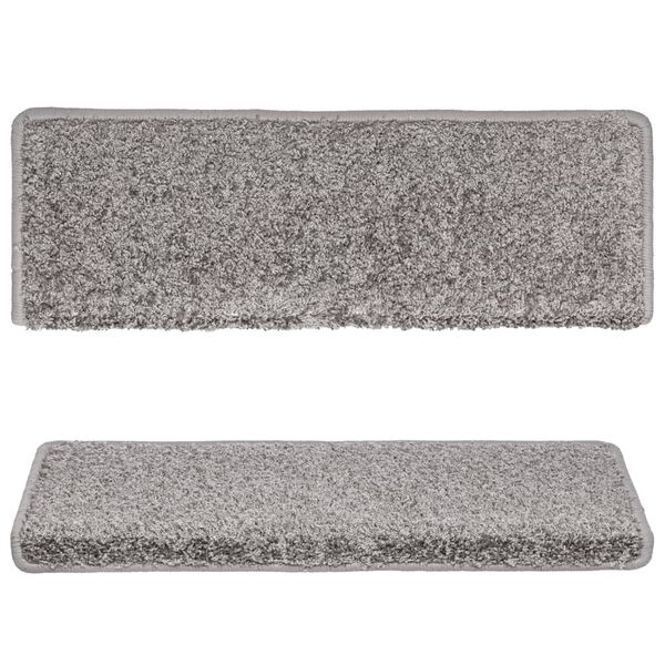 vidaXL Tapis d'escalier 15 pièces 65 x 21 x 4 cm Gris Bord rectangulaire