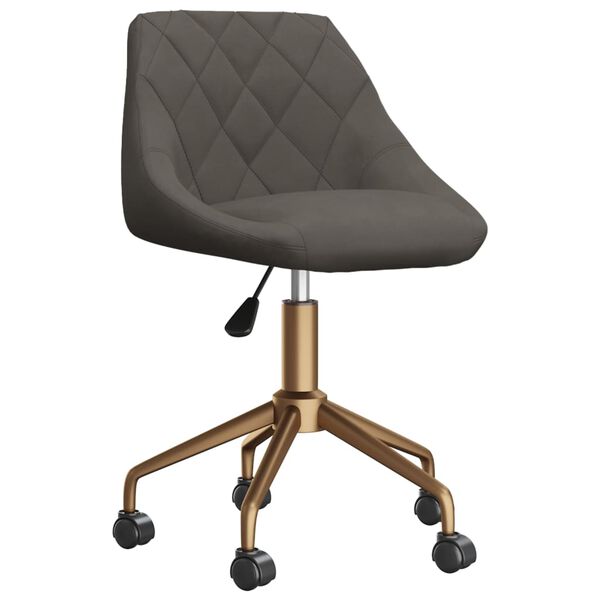 vidaXL Chaise pivotante &agrave; manger Gris fonc&eacute; Velours