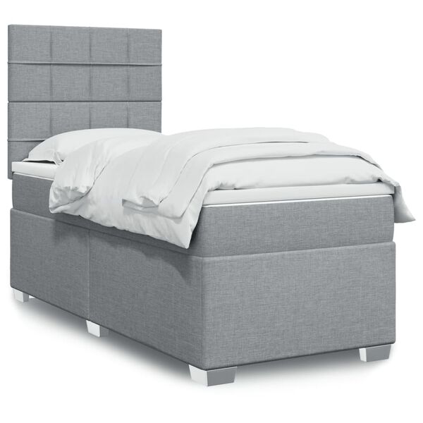 vidaXL Sommier &agrave; lattes de lit avec matelas gris clair 80x200 cm tissu