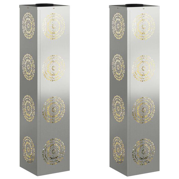 vidaXL Lumi&egrave;re de chemin LED solaire 2 pcs Argent&eacute; Acier Galvanis&eacute;