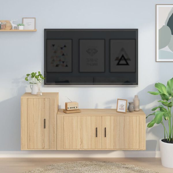 vidaXL Ensemble de meubles TV 2 pcs ch&ecirc;ne sonoma bois d'ing&eacute;nierie