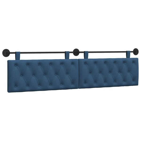 vidaXL T&ecirc;te de lit suspendue Montage mural Bleu 210 x 55 x 7 cm tissu