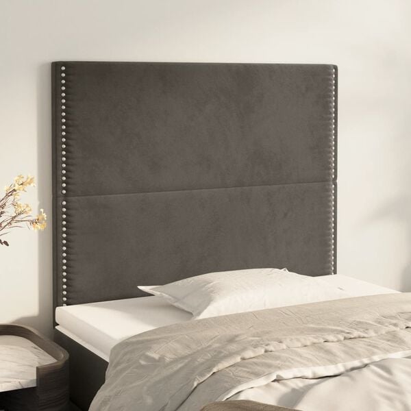 vidaXL Tête de lit Gris foncé 80x5x118/128 cm Velours