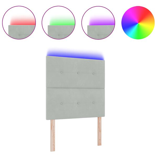 vidaXL Tête de lit LED avec tête de lit Gris clair 100 cm Polyester