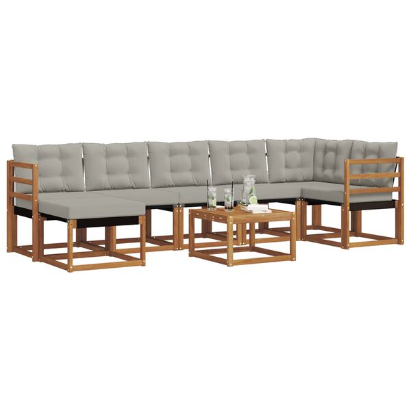vidaXL Ensemble de canap&eacute;s d'ext&eacute;rieur 8 pcs Gris Naturel et Clair
