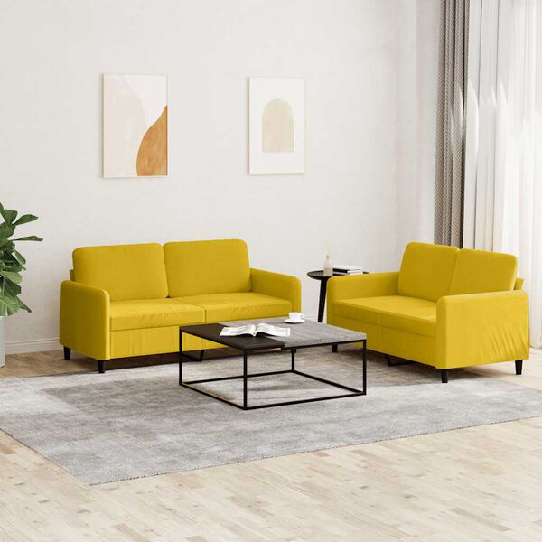 vidaXL Ensemble de canap&eacute;s 2 pcs jaune velours