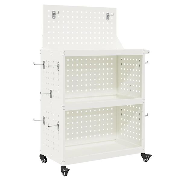 vidaXL Chariot à outils Blanc 65 x 35 x 111 cm Acier laminé à froid