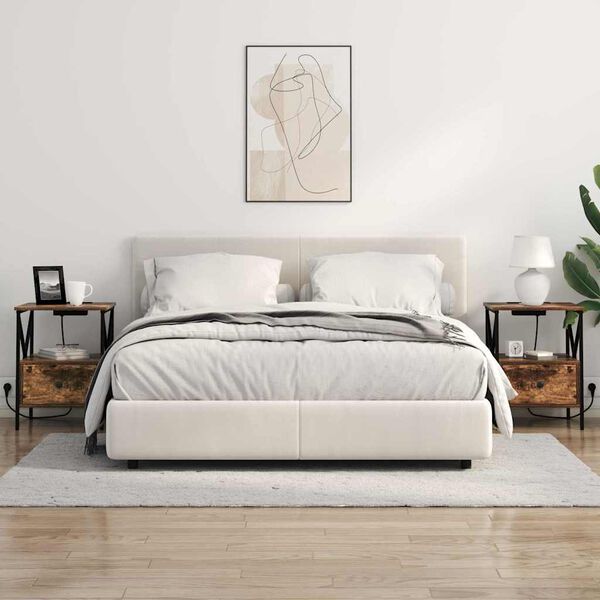 vidaXL Cabinet de chevet avec tiroir Ch&ecirc;ne fum&eacute; 41,5 x 40,5 x 55 cm