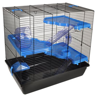 FLAMINGO Cage pour hamsters Jaro 4 58x38x55 cm Noir et bleu
