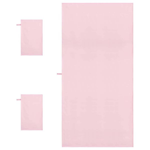 vidaXL Set de serviettes de sport 3 pcs Rose Polyester et Polyamide