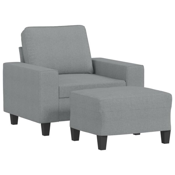 vidaXL Fauteuil avec repose-pied Gris clair 60 cm Tissu