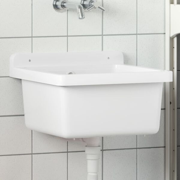 vidaXL Lavabo pour montage murale blanc 40x40x24 cm r&eacute;sine