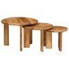vidaXL Tables basses gigognes 3 pcs Marron Bois de mangue massif