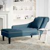 vidaXL Fauteuil long avec coussin et accoudoir droit bleu velours
