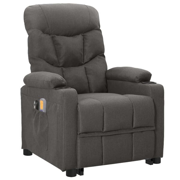 vidaXL Fauteuil de massage inclinable Gris fonc&eacute; Tissu