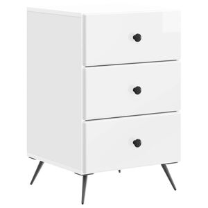 vidaXL Cabinet de chevet avec tiroir Blanc brillant 43 x 41 x 66,5 cm
