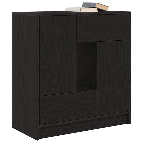 vidaXL Buffet avec tiroirs et portes ch&ecirc;ne noir 70,5x34x74,5 cm