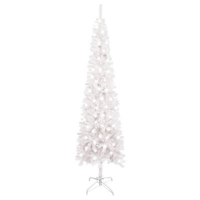 vidaXL Arbre de Noël mince pré-éclairé blanc 180 cm