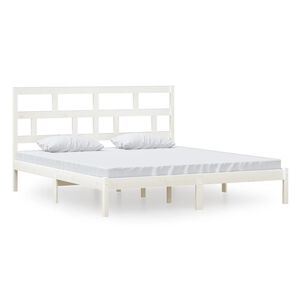 vidaXL Cadre de lit sans matelas blanc bois massif