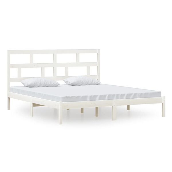 vidaXL Cadre de lit sans matelas blanc bois massif
