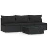 vidaXL Salon de jardin 4 pcs avec coussins Noir R&eacute;sine tress&eacute;e
