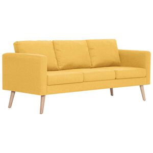 vidaXL Canap&eacute; &agrave; 3 places Tissu Jaune