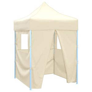vidaXL Tente de r&eacute;ception pliable avec 4 parois 2x2 m Acier Cr&egrave;me