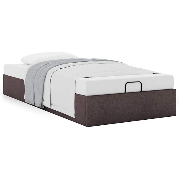 vidaXL Cadre de lit ottoman sans matelas marron fonc&eacute; 90x200 cm tissu