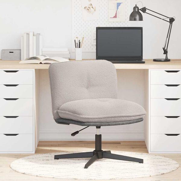 vidaXL Chaise pivotante de bureau gris clair boucl&eacute; comme laine tissu