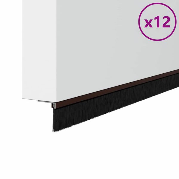 vidaXL Brosses d'&eacute;tanch&eacute;it&eacute; pour porte &agrave; visser 12 pcs Marron 100 cm