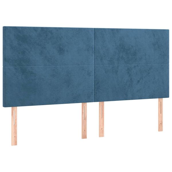 vidaXL T&ecirc;te de lit Bleu fonc&eacute; 160 x 5 x 118/128 cm Velours